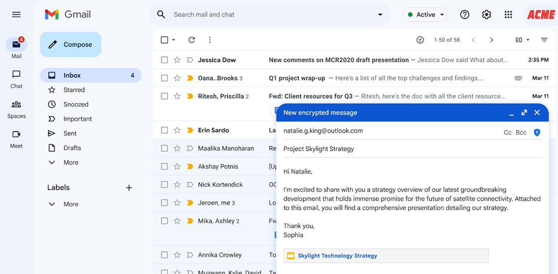 gmail encryption update - UpCurve Cloud